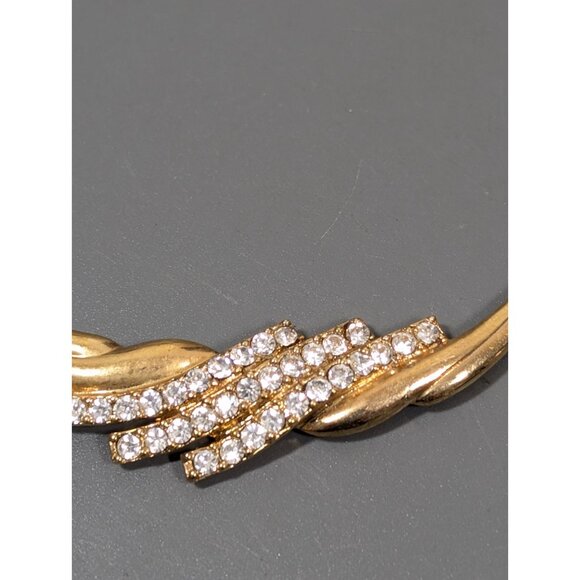 Vintage Avon NR Rhinestone Curved Bar Goddess Touch Statement Tennis Necklace - Picture 4 of 10